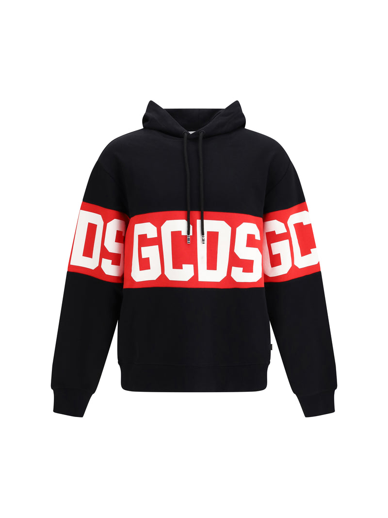Gcds Gcds Cotton Hoodie with Logo Band Black/Red - World Class Fashion