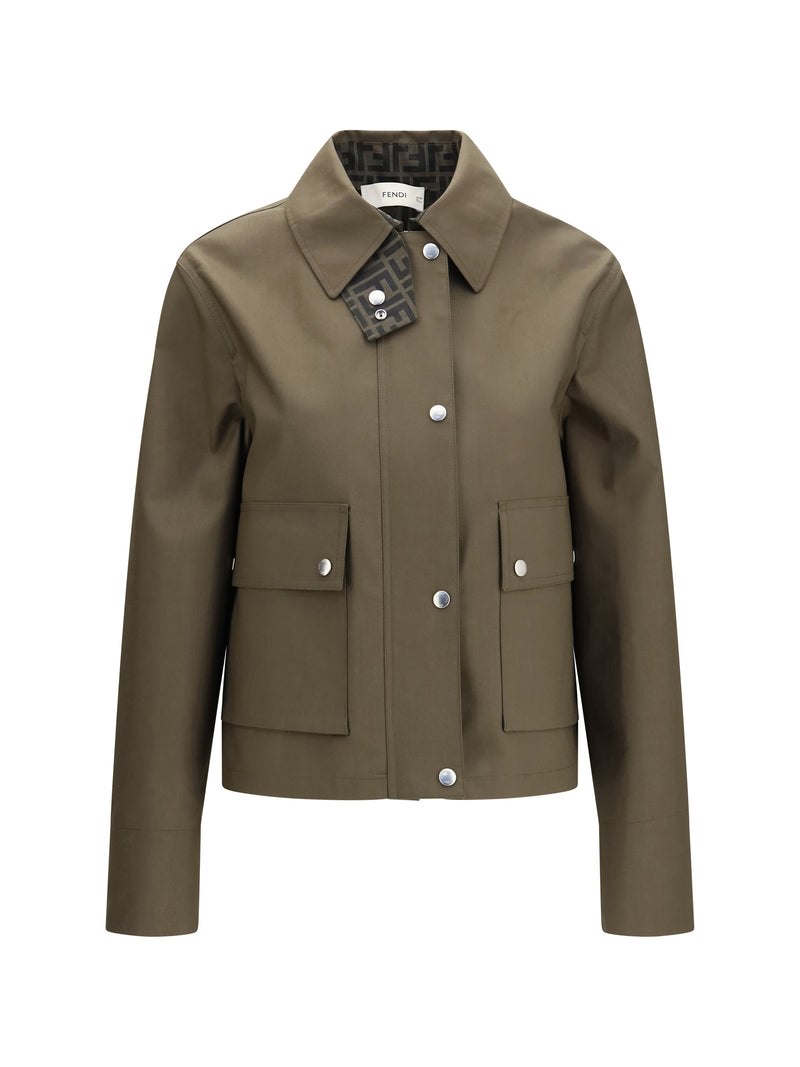 Fendi Fendi Mackintosh Fabric Jacket Green/Brown Women - World Class Fashion
