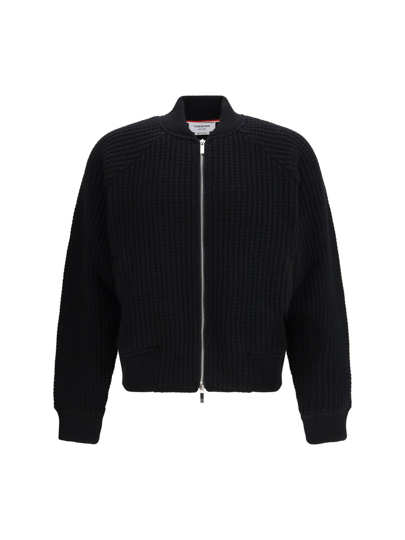 Thom Browne Thom Browne Knit Bomber Jacket Black - World Class Fashion