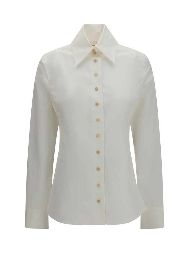 Khaite Khaite Ivy High-neck Shirt Chalk Women - World Class Fashion
