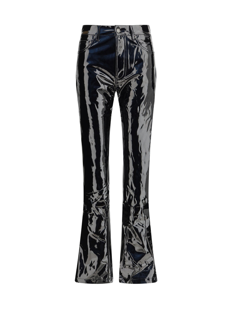 Fiorucci Fiorucci Straight Fit Vinyl Trousers Black - World Class Fashion