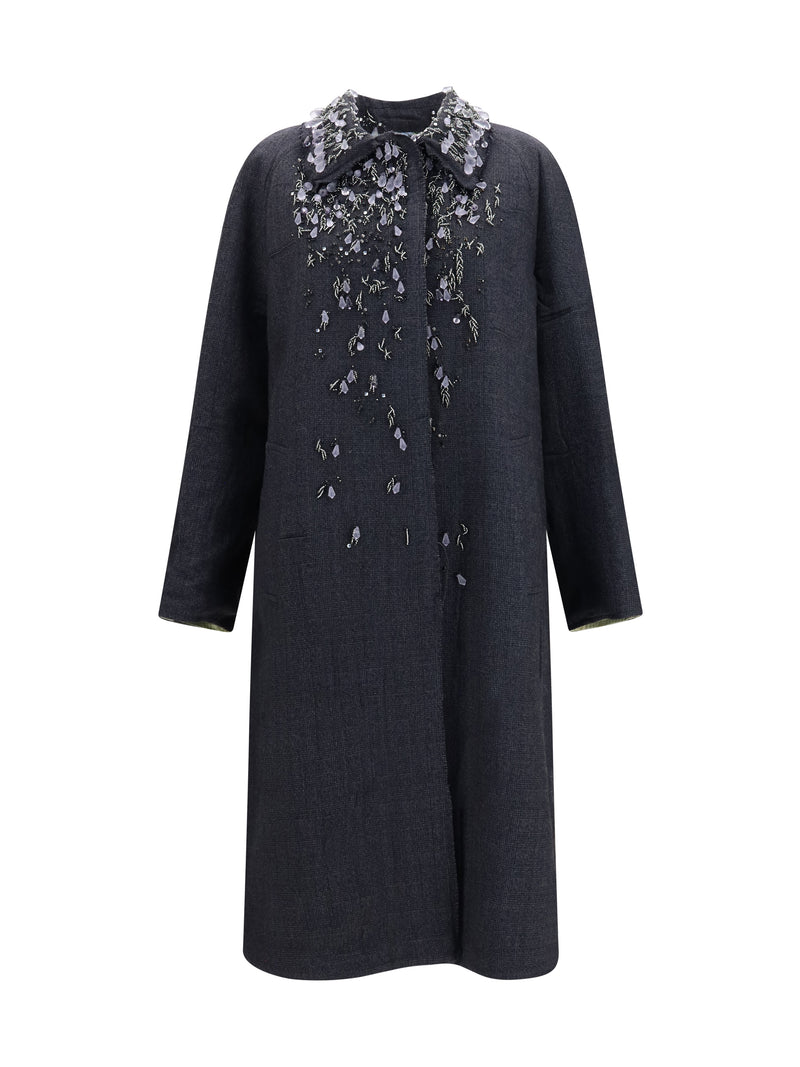 Prada Prada Single-breasted Prince Of Wales Coat Nero+Agave - World Class Fashion