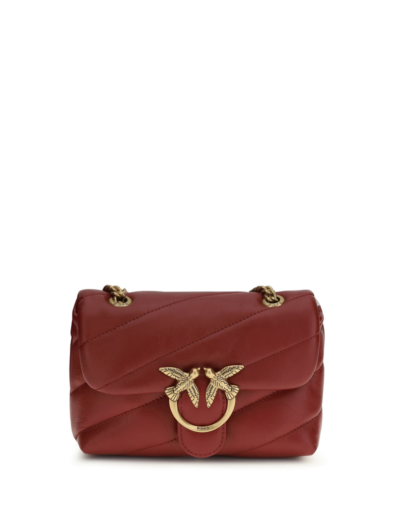 Pinko Pinko Love Baby Shoulder Bag Rosso Scuro-Antique Gold - World Class Fashion