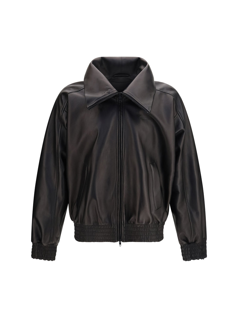 Balenciaga Balenciaga High-neck Leather Jacket Black Men - World Class Fashion