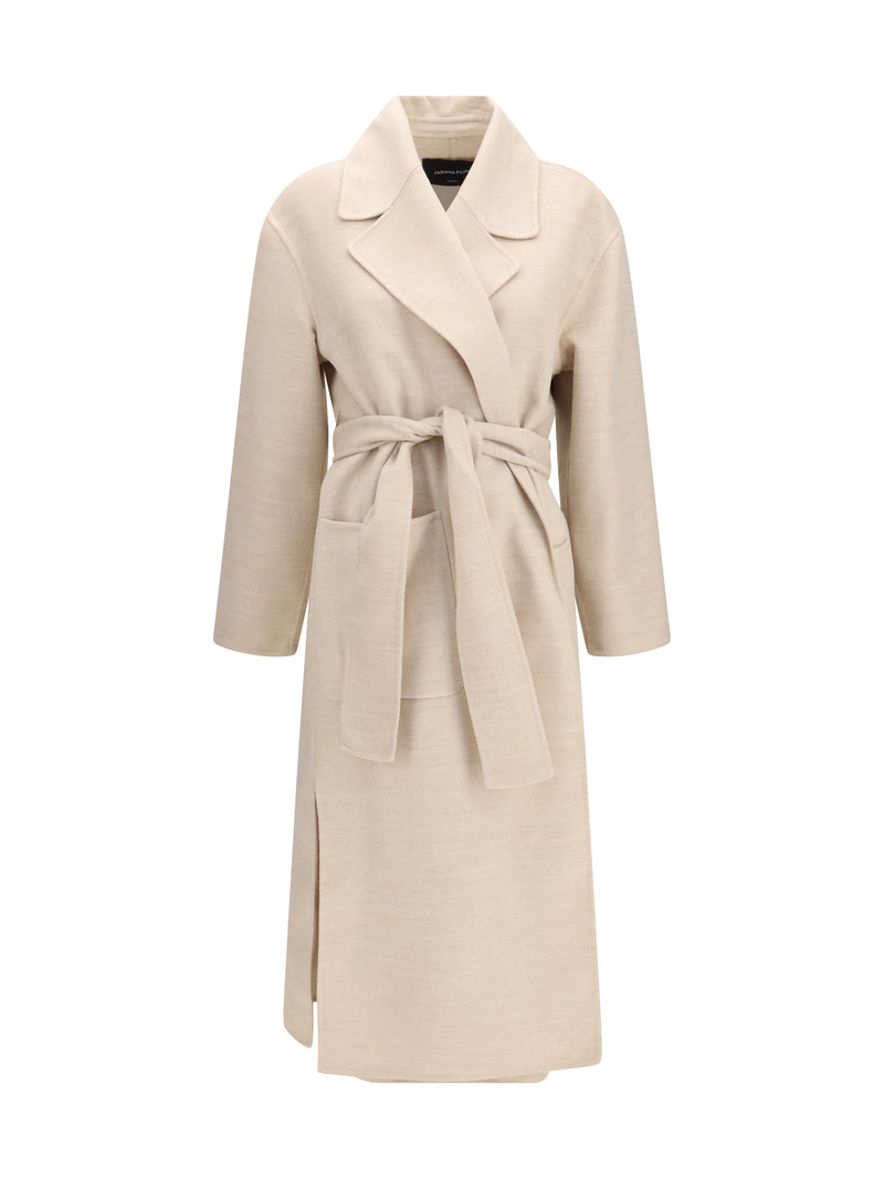 Fabiana Filippi Fabiana Filippi Belted Double Wool Coat Beige - World Class Fashion