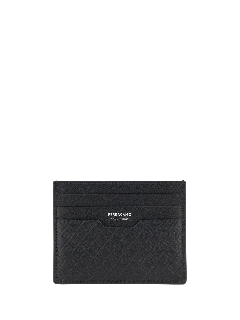 Ferragamo Ferragamo Leather Card Holder Black Men - World Class Fashion