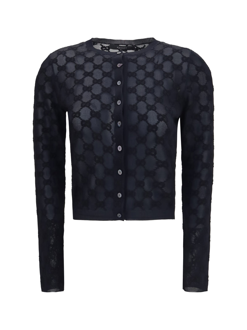 Gucci Gucci GG All-over Viscose Crepe Cardigan Black - World Class Fashion