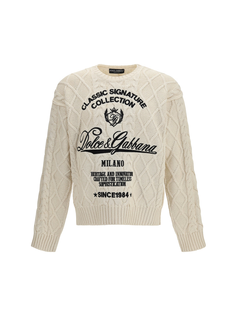 Dolce & Gabbana Dolce & Gabbana Cable-knit Pullover Beige Men - World Class Fashion