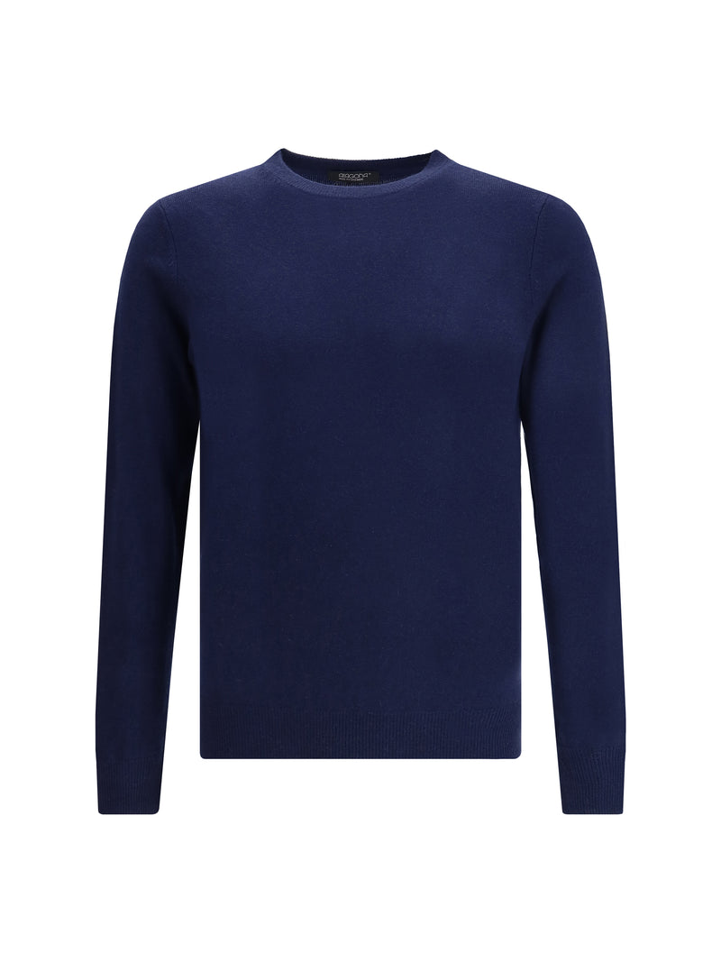 Aragona Cashmere Suéter de cachemir con cuello redondo Aragona, azul marino, para hombre - World Class Fashion