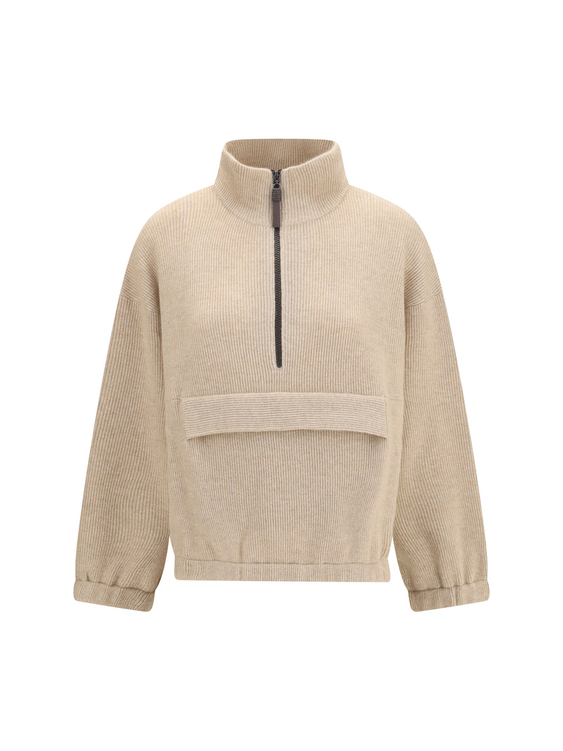 Brunello Cucinelli Brunello Cucinelli Cashmere Half-zip Sweater Camel - World Class Fashion