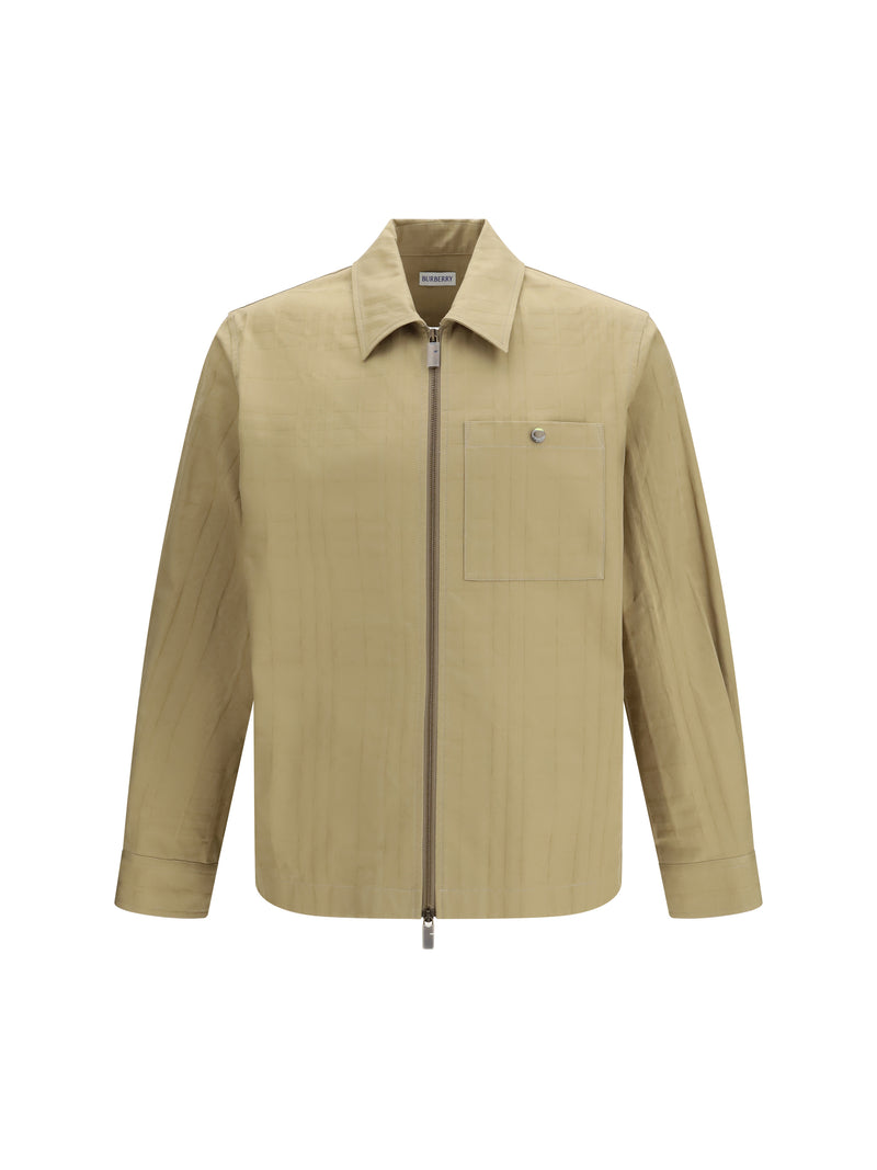 Burberry Burberry Check Cotton Zip Shirt Jacket Sandstorm Beige - World Class Fashion