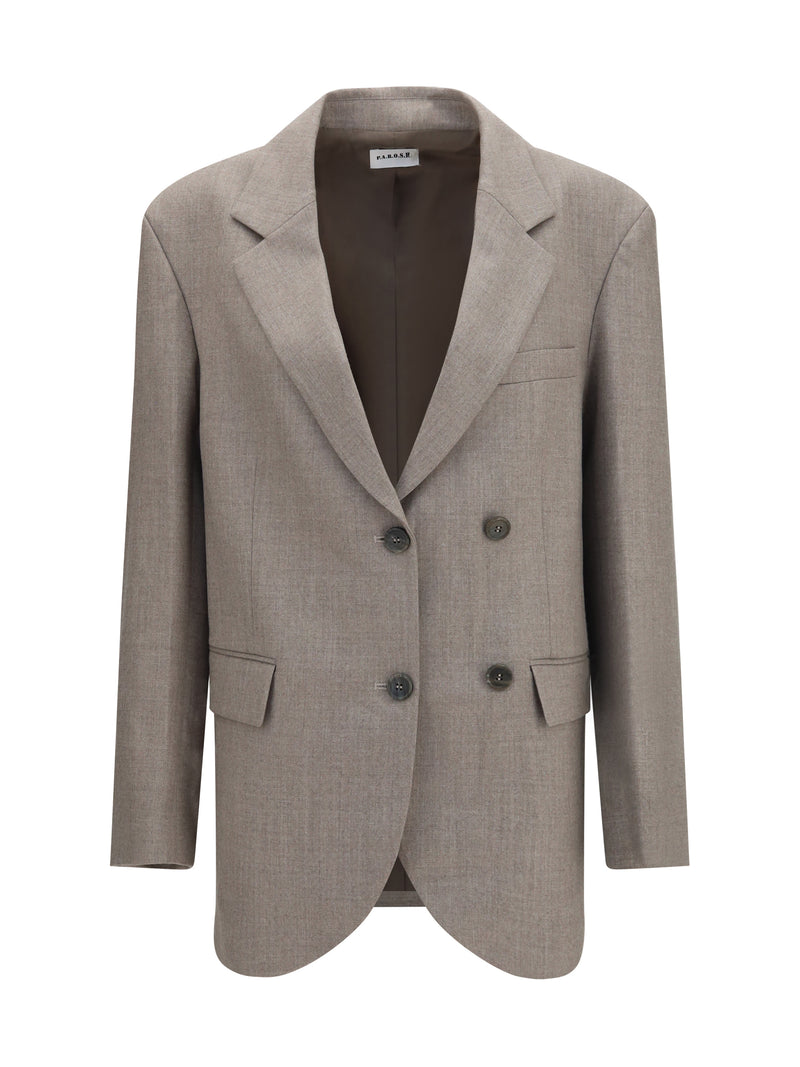 P.a.r.o.s.h. P.a.r.o.s.h. Virgin Wool Double-breasted Blazer Tortora - World Class Fashion