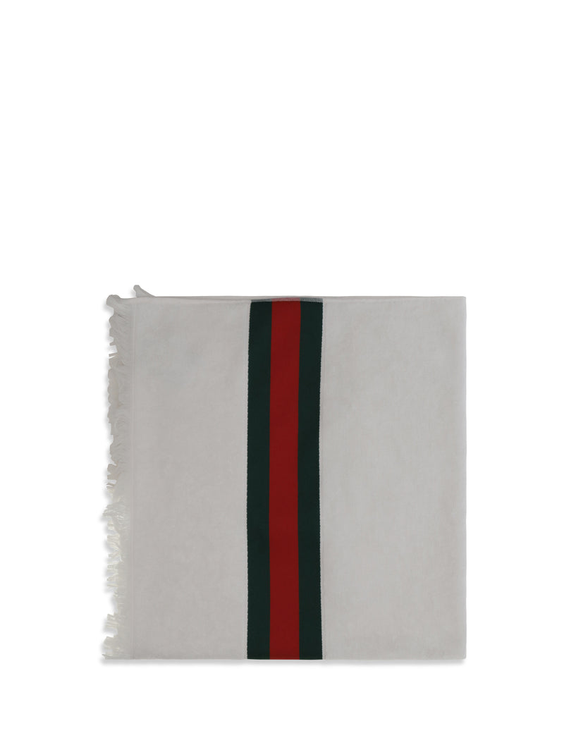 Gucci Gucci Cotton Terry Towel with Web Off White/Dark Green - World Class Fashion