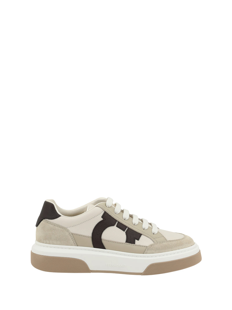 Ferragamo Ferragamo Leather Sneakers Stone Men - World Class Fashion