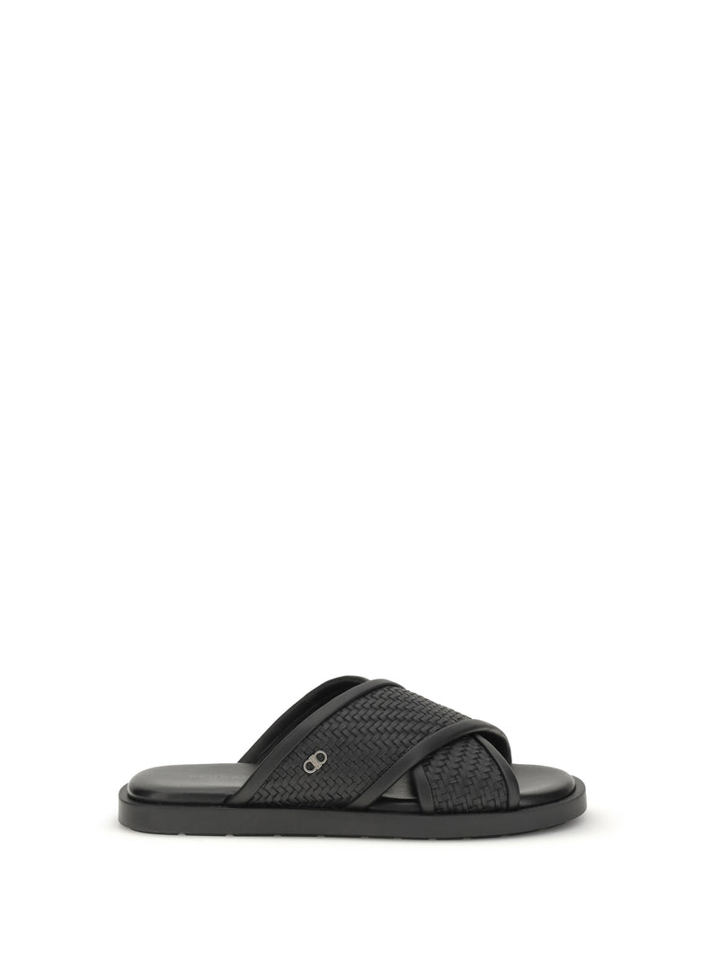 Ferragamo Ferragamo Gancini Sandals Nero Men - World Class Fashion