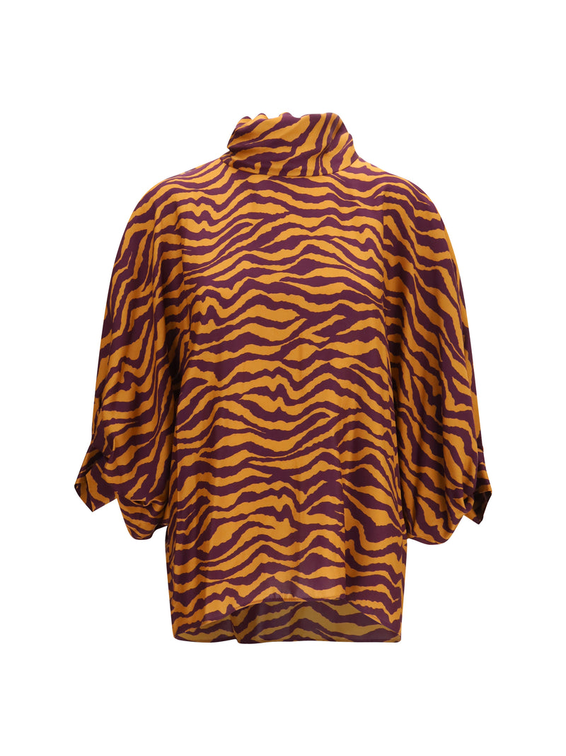 Kristina Ti Kristina Ti Viscose Silk Blouse Animal Women - World Class Fashion