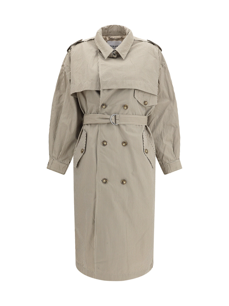Marant Étoile Marant Étoile Chilma Striped Coat Beige/Khaki - World Class Fashion
