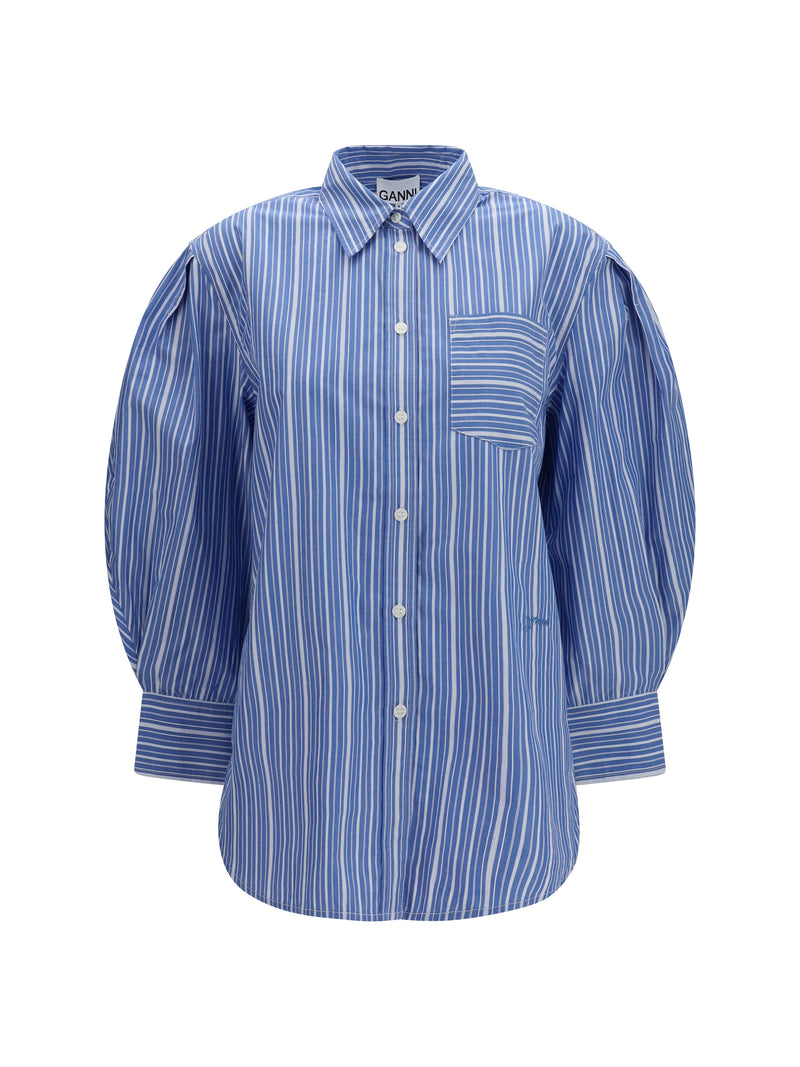 Ganni Ganni Striped Cotton T-shirt Nouvean Navy - World Class Fashion