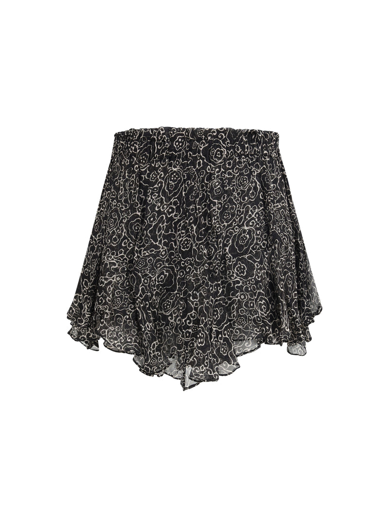 Marant Étoile Marant Étoile Floral Ruffled Shorts Black/Ecru - World Class Fashion