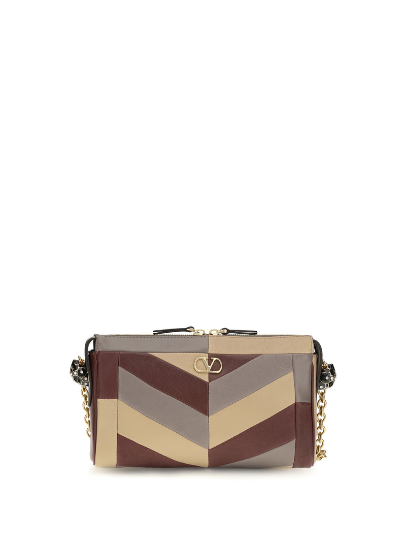 Valentino Garavani Valentino Garavani Small Panthea Chevron Nappa Shoulder Bag Ruby - World Class Fashion
