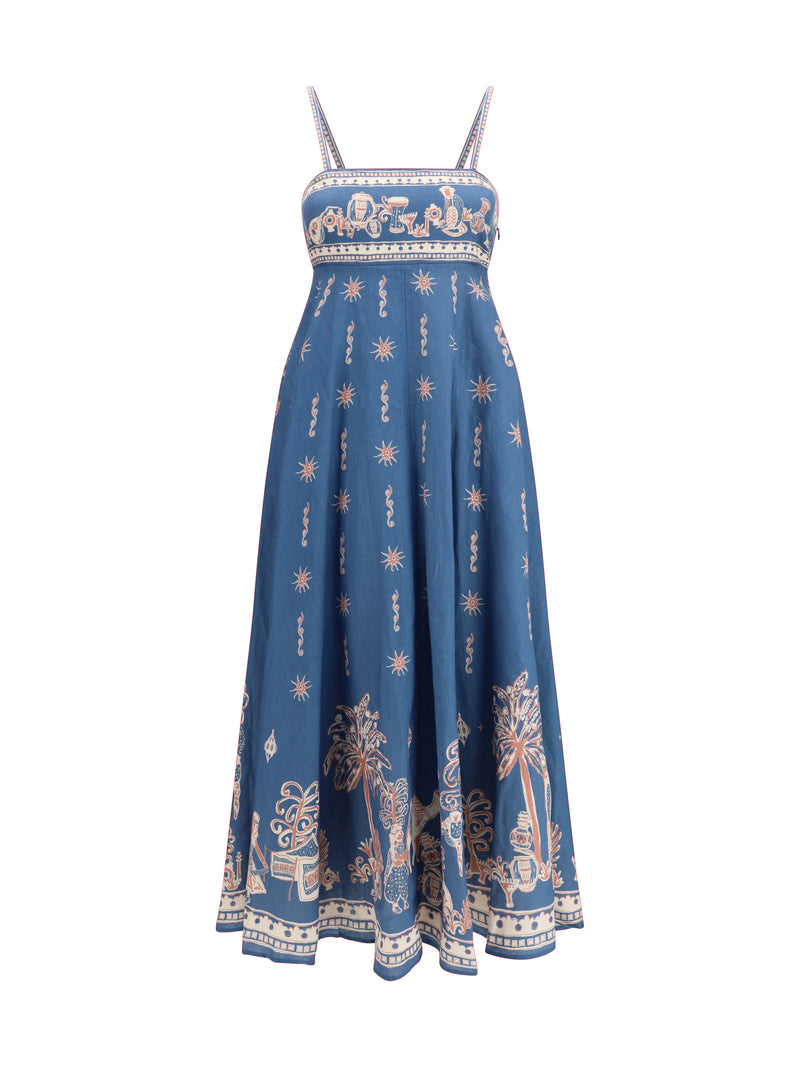Alemais Alemais Acacia Linen Maxi Dress Blue - World Class Fashion