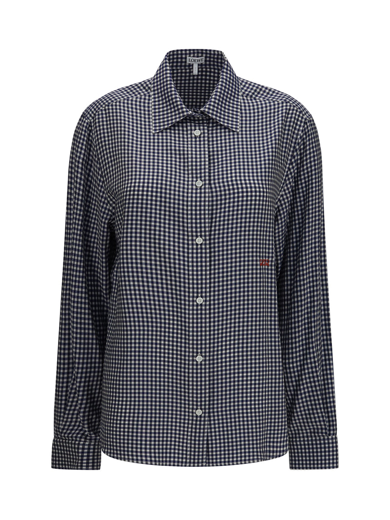 Loewe Loewe Silk Checked Shirt Blue/White Women - World Class Fashion