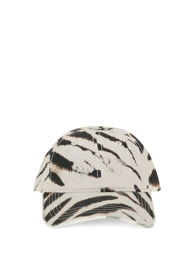 Ganni Ganni Zebra Print Baseball Cap Egret - World Class Fashion