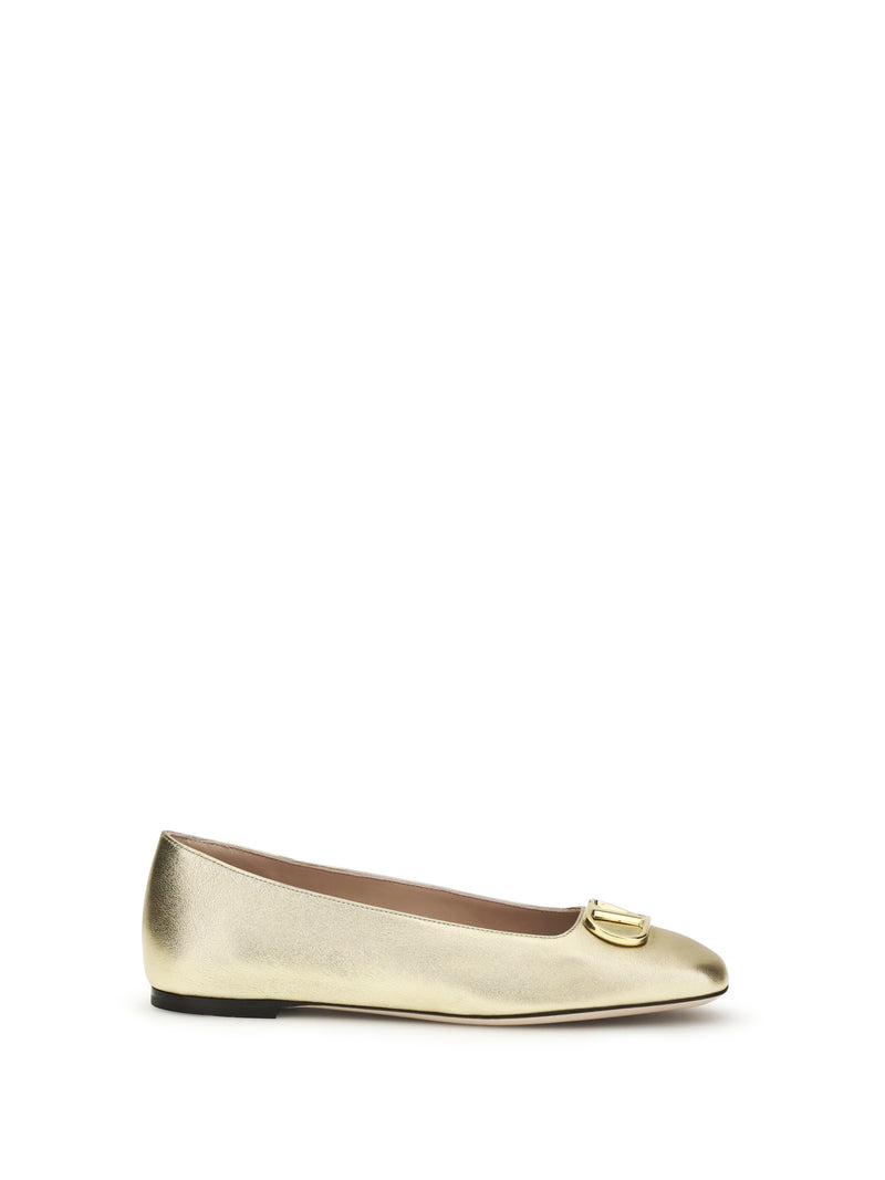 Valentino Garavani Valentino Garavani VLogo Signature Laminated Leather Ballerinas Mekong - World Class Fashion