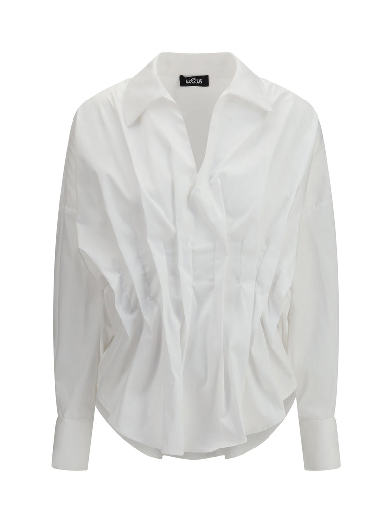 Ella Ella Shirt with Front Ruching Bianco Women - World Class Fashion