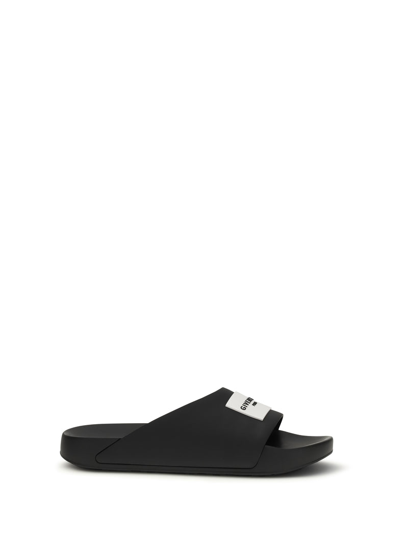 Givenchy Givenchy Rubber Logo Slippers Black Women - World Class Fashion