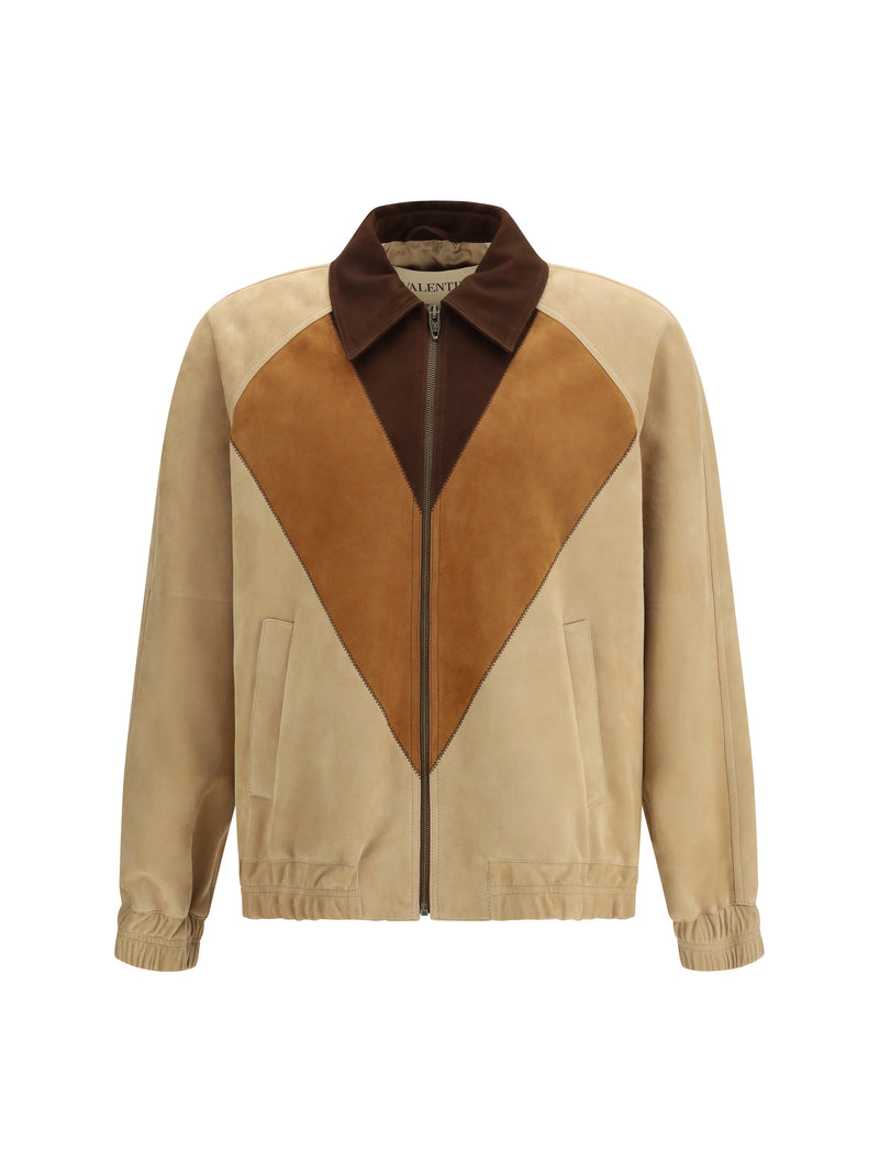 Valentino Valentino Suede Jacket Natural Rafia/Crayon/Deep Mocacino - World Class Fashion