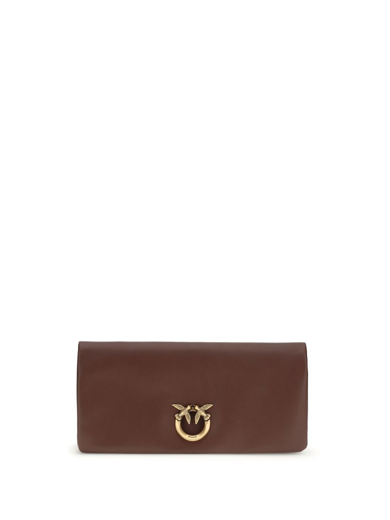 Pinko Pinko Love Medium Clutch Bag Burgundy Wine-Antique Gold - World Class Fashion