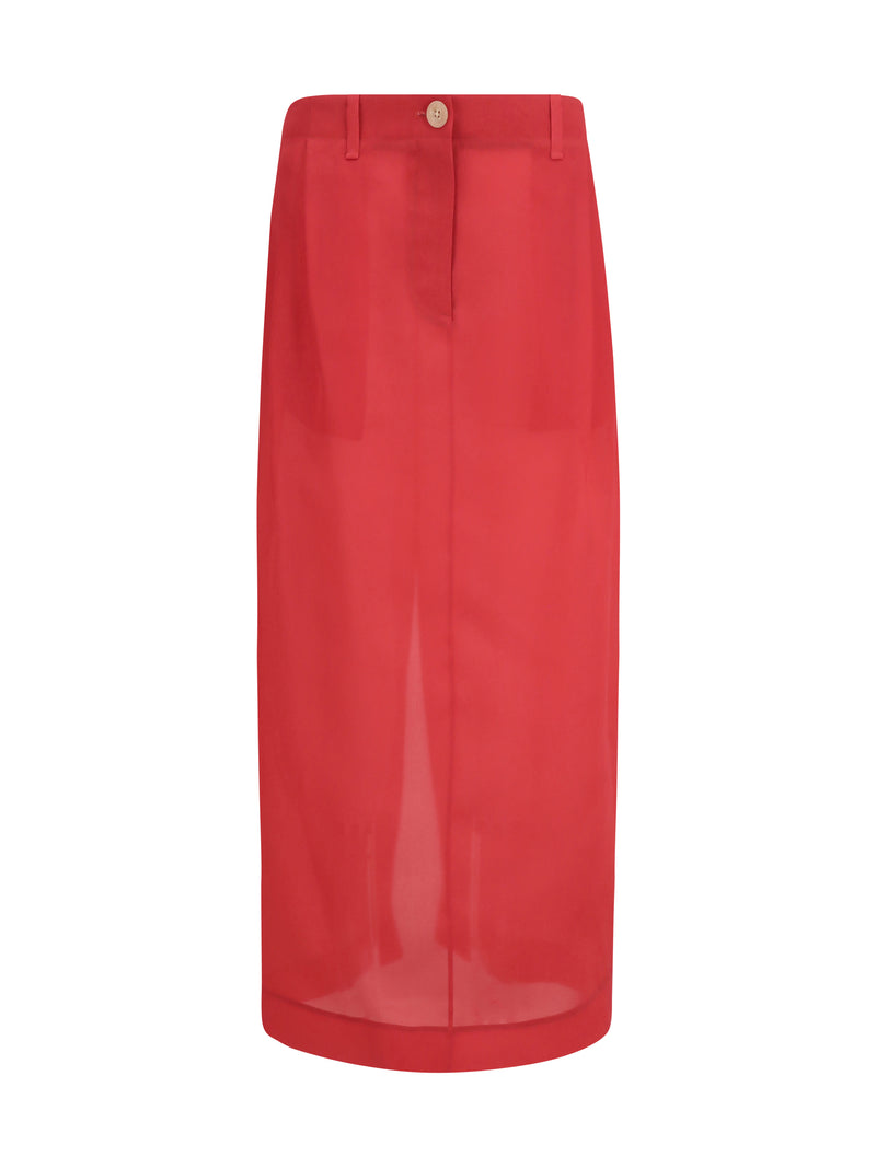 Khaite Khaite Lucian Midi Skirt Raspberry - World Class Fashion