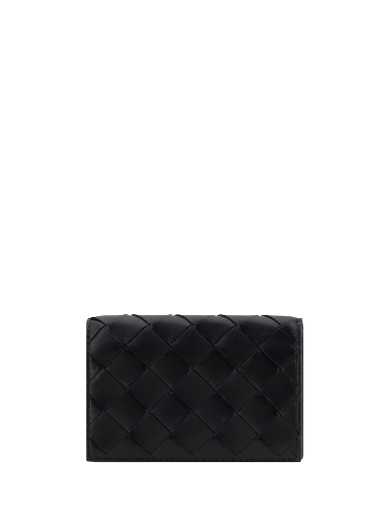 Bottega Veneta Bottega Veneta Leather Card Holder Black-Gold - World Class Fashion