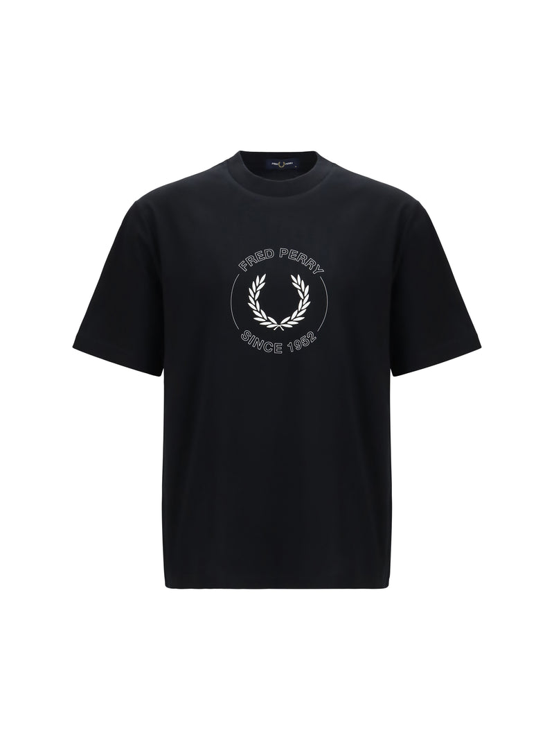Fred Perry Fred Perry Cotton T-shirt with Circular Graphic Black - World Class Fashion