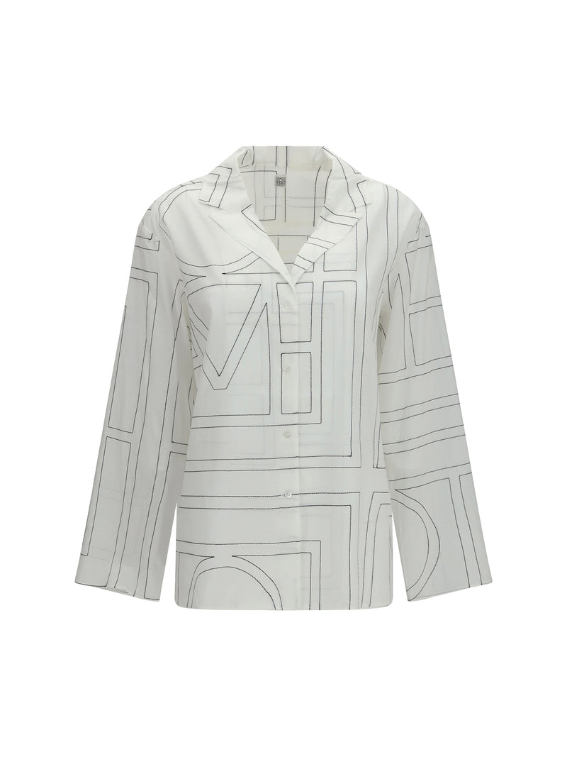 Toteme Toteme PJ Monogram Cotton Shirt White/Black - World Class Fashion