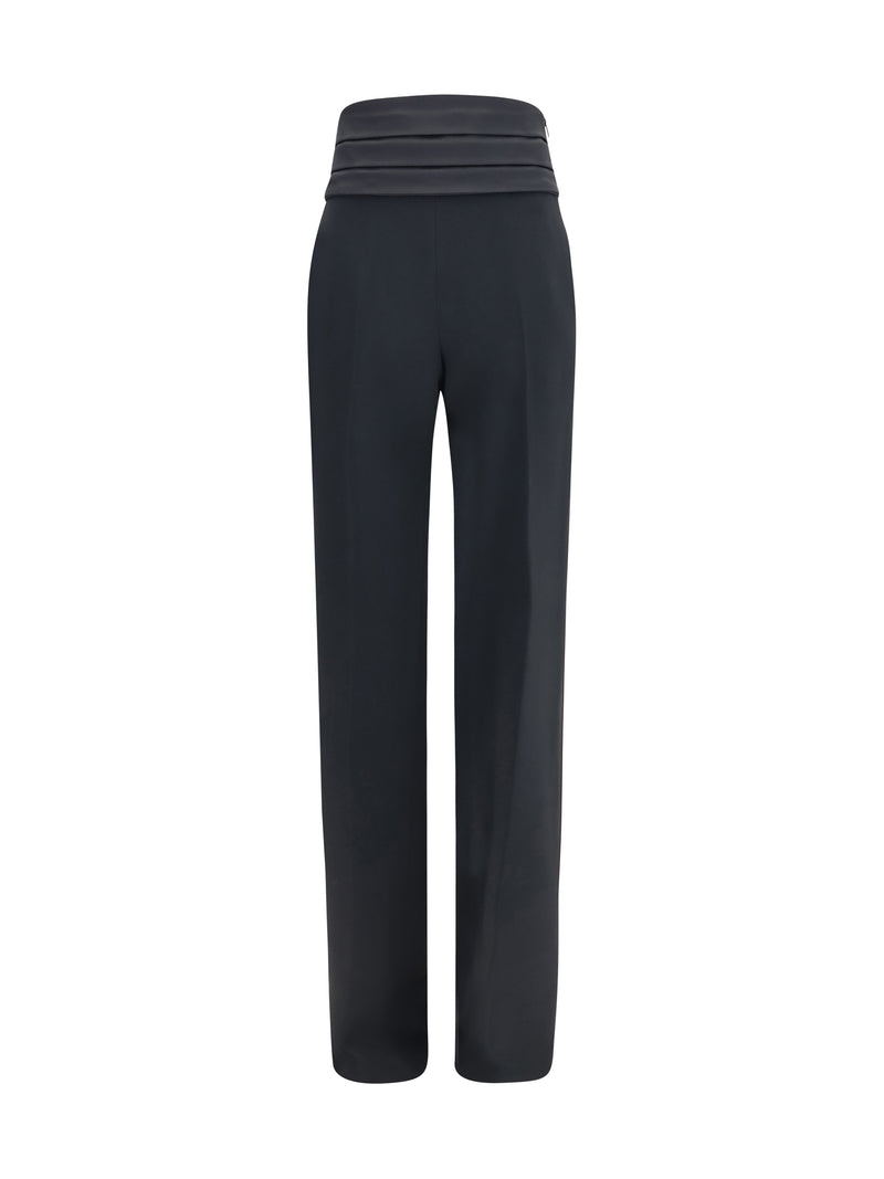 Ermanno Scervino Ermanno Scervino Satin High-waisted Pants Black - World Class Fashion