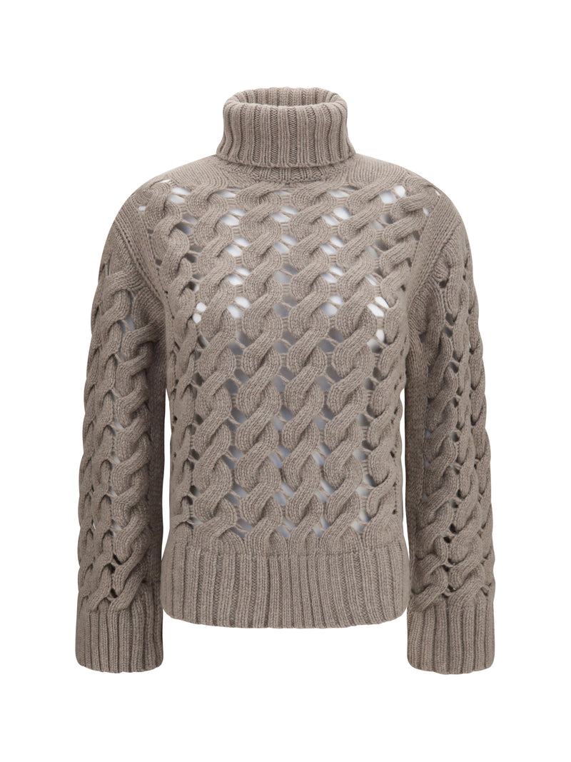 P.a.r.o.s.h. P.a.r.o.s.h. Perforated Turtleneck Sweater Tortora - World Class Fashion