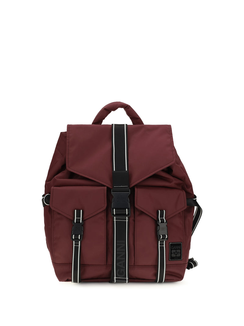 Ganni Ganni Re-tech Backpack Windsor Wine - World Class Fashion