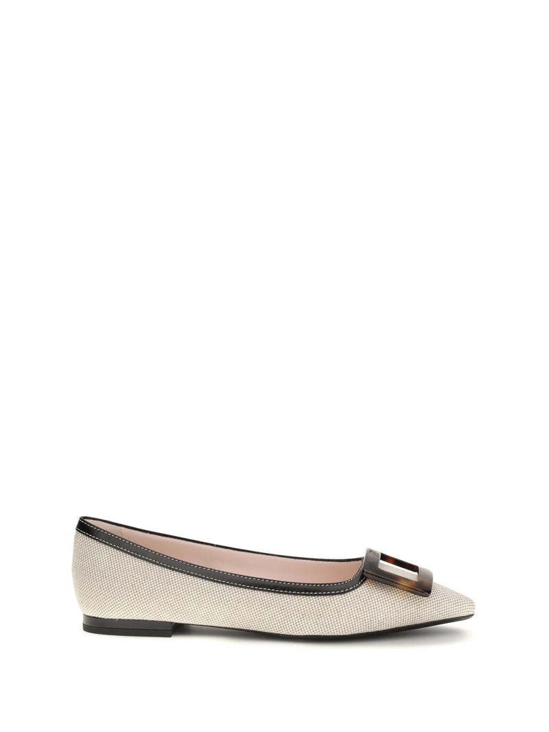Roger Vivier Roger Vivier Canvas Gommettine Ballerinas Beige/Black - World Class Fashion