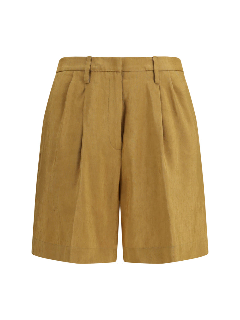 Forte_forte Forte_forte Slubbed Linen Viscose Bermuda Shorts Gold - World Class Fashion