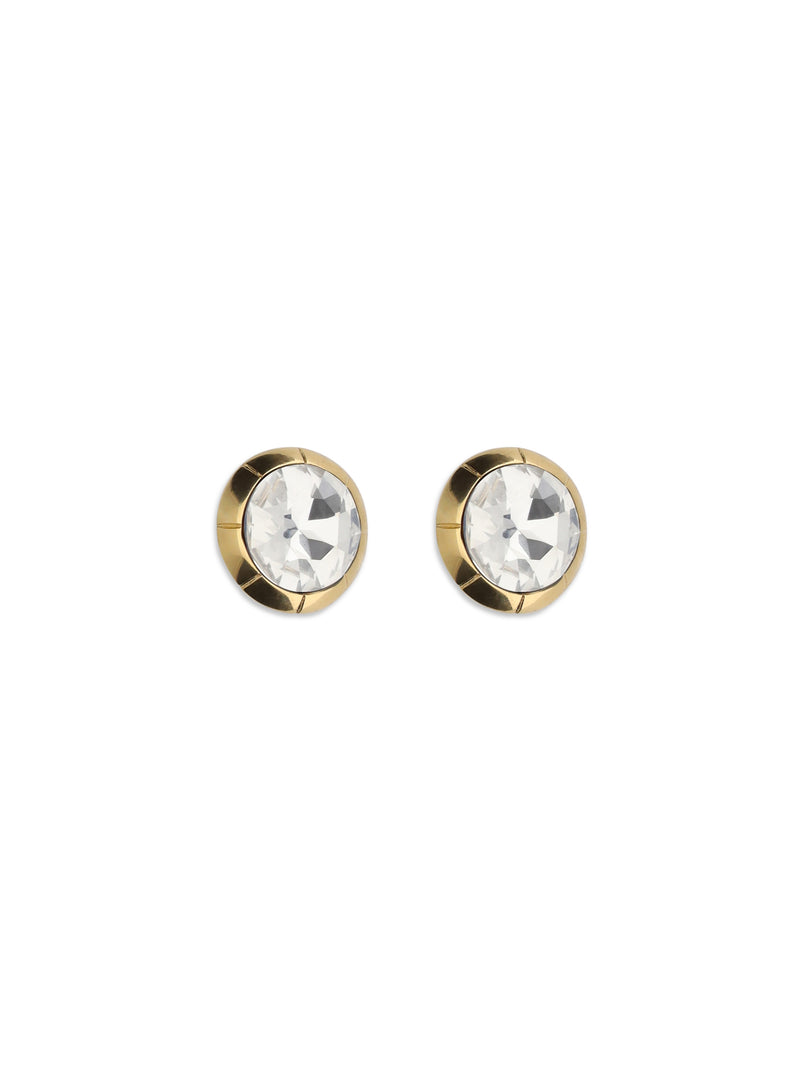 Alessandra Rich Alessandra Rich Round Crystal Clip-on Earrings Gold - World Class Fashion