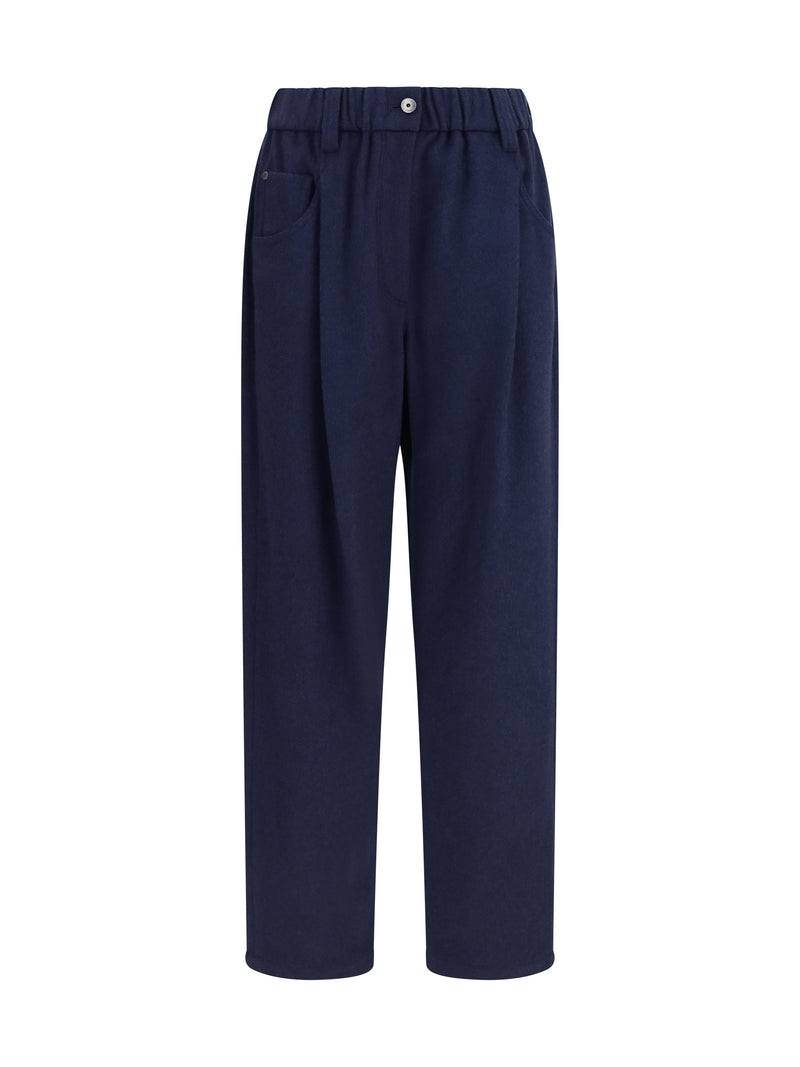 Brunello Cucinelli Brunello Cucinelli Stretch Wool Pants Blue Women - World Class Fashion
