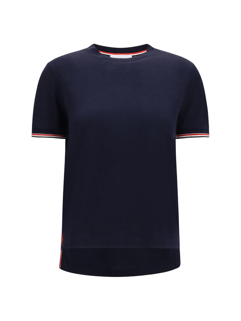 Thom Browne Thom Browne Wool-blend T-shirt Navy Women - World Class Fashion