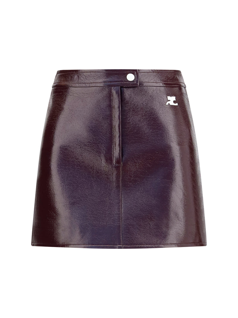 Courrèges Courrèges Vinyl Mini Skirt Burnt Red - World Class Fashion