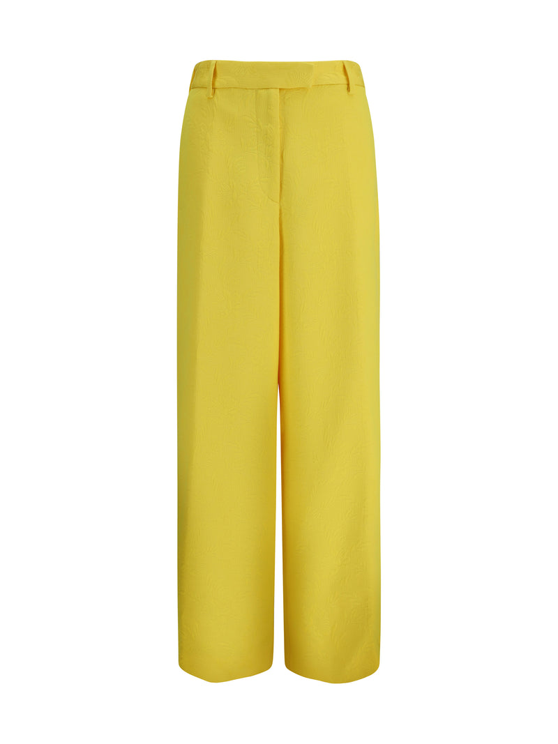 Dries Van Noten Dries Van Noten Jacquard Wide-leg Pants Yellow - World Class Fashion