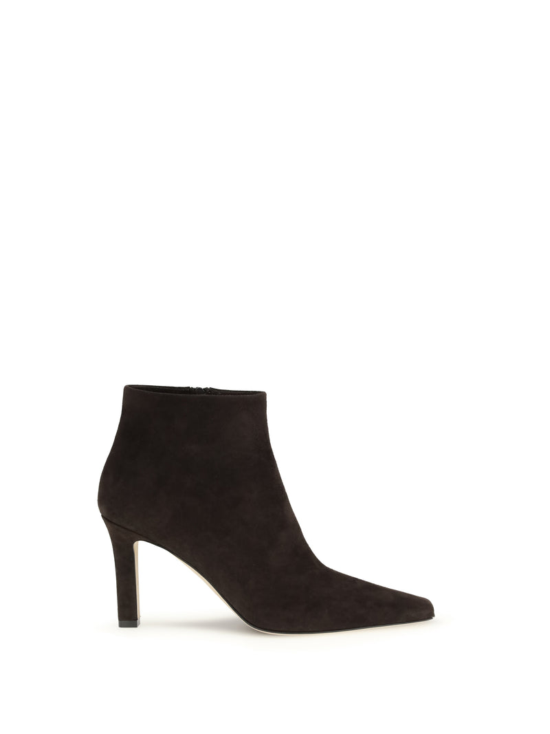 The Row The Row Squared Toe Nappa Leather Ankle Boots Lacquer Brown - World Class Fashion