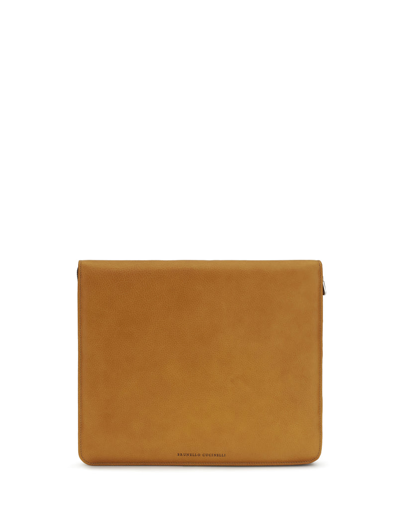Brunello Cucinelli Brunello Cucinelli Leather Laptop Case Naturale - World Class Fashion