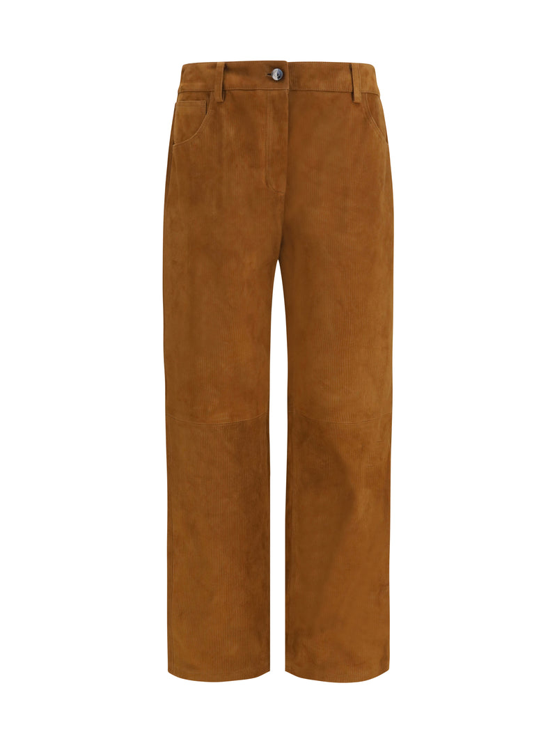 Magda Butrym Magda Butrym Corduroy-effect Leather Pants Brown - World Class Fashion