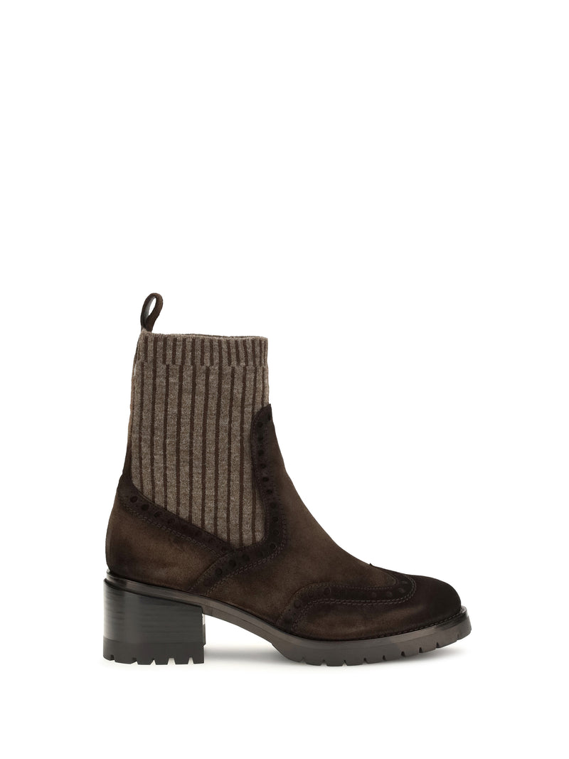 Santoni Santoni Suede Ferret Boots Dark Brown Women - World Class Fashion